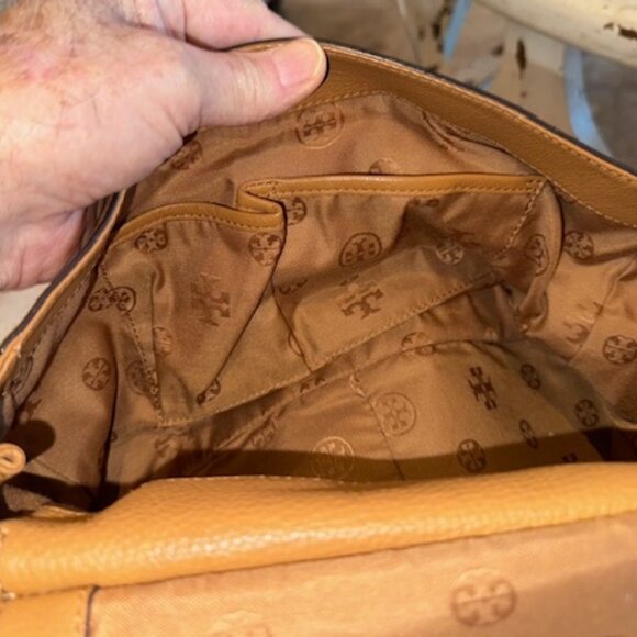 Tory Burch Marion Whipstitch Leather Saddle Convertible Chain Crossbody Tan Bag - Picture 2 of 6